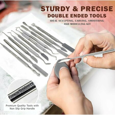 A2Z Scilab 10 Pc Wax Mixing Clay Carving Tool Set Stainless Steel Spatulas for Texture Detailing A2Z-ZR948